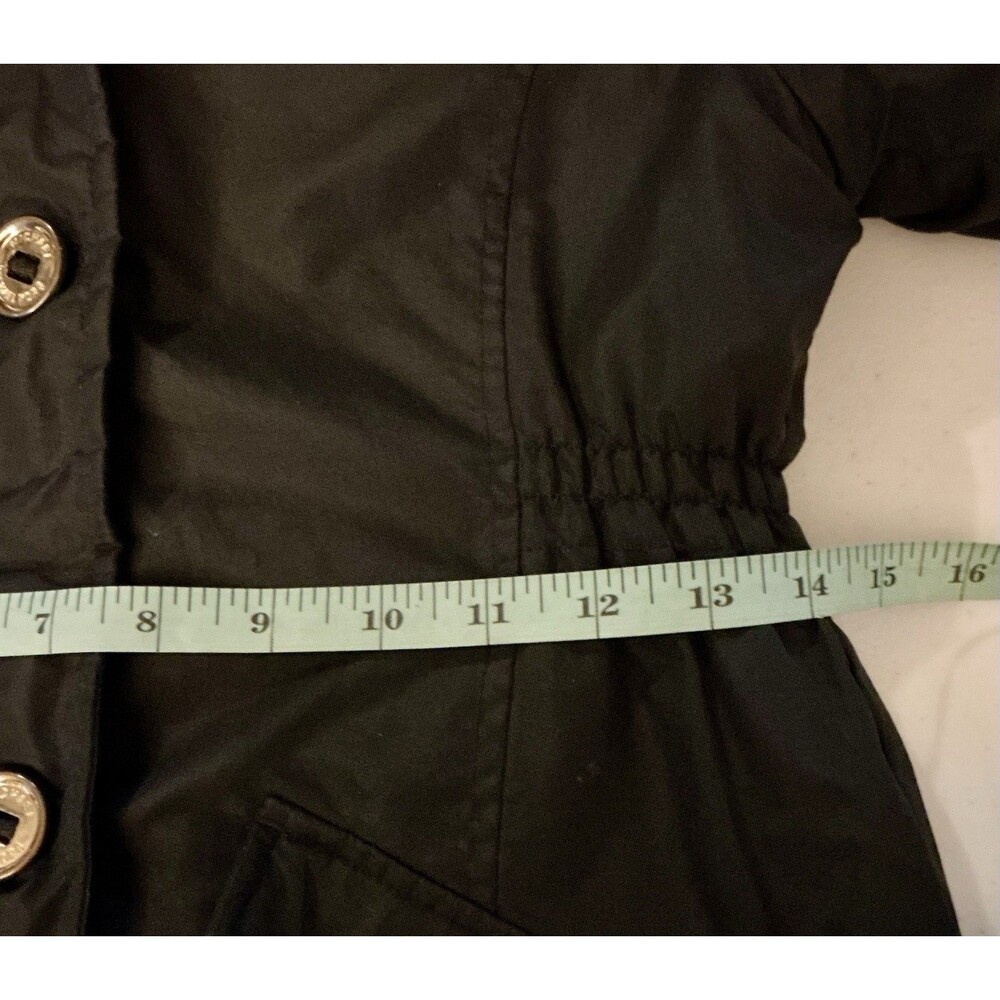 Michael Kors Girls 7/8 Black Winter Parka Coat Faux Fur Hood Gold Logo - Picture 10 of 11